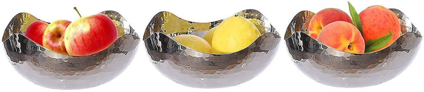 James Scott Hammered Set Of Three 6 Inch Stainless Steel Bowls